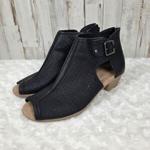 Earth Origins Marietta Marcia Black Open Toe Booties Size 9